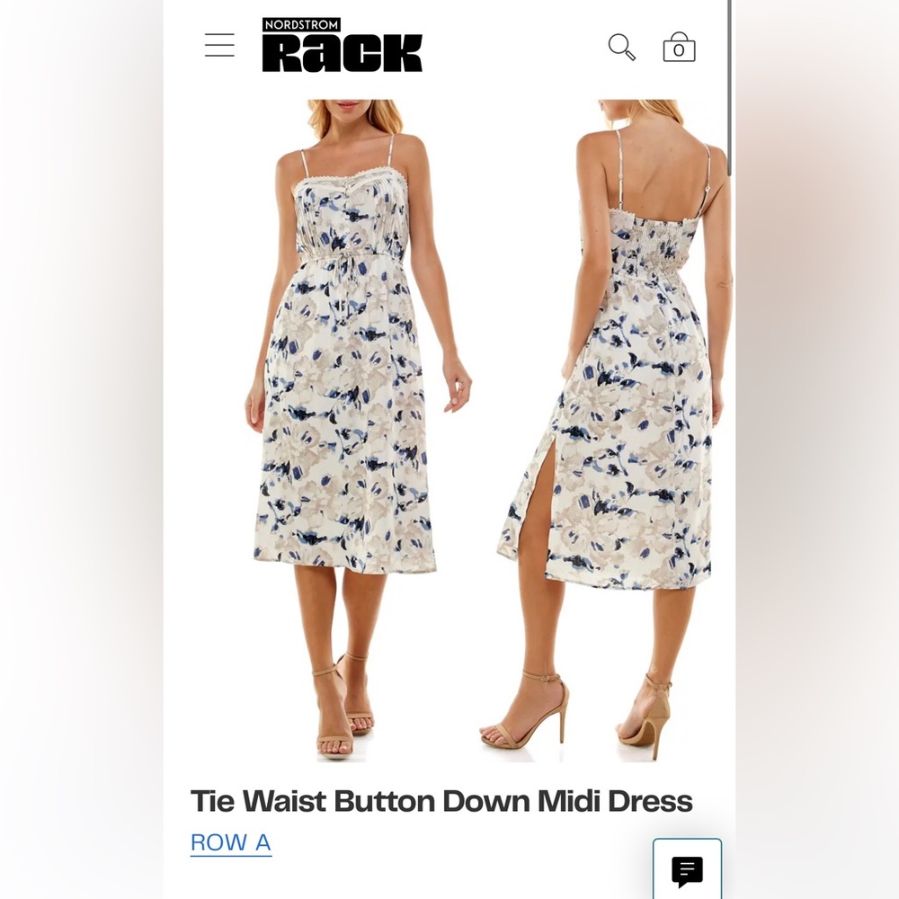 White and Blue Floral Midi Dress